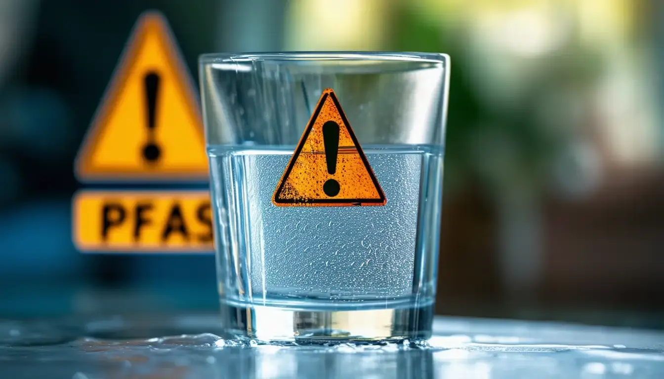 A glass of PFAS-contaminated water